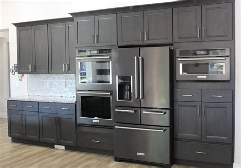 dark grey cabinets with stainless steel appliances|stainless steel kitchen cabinets colors.